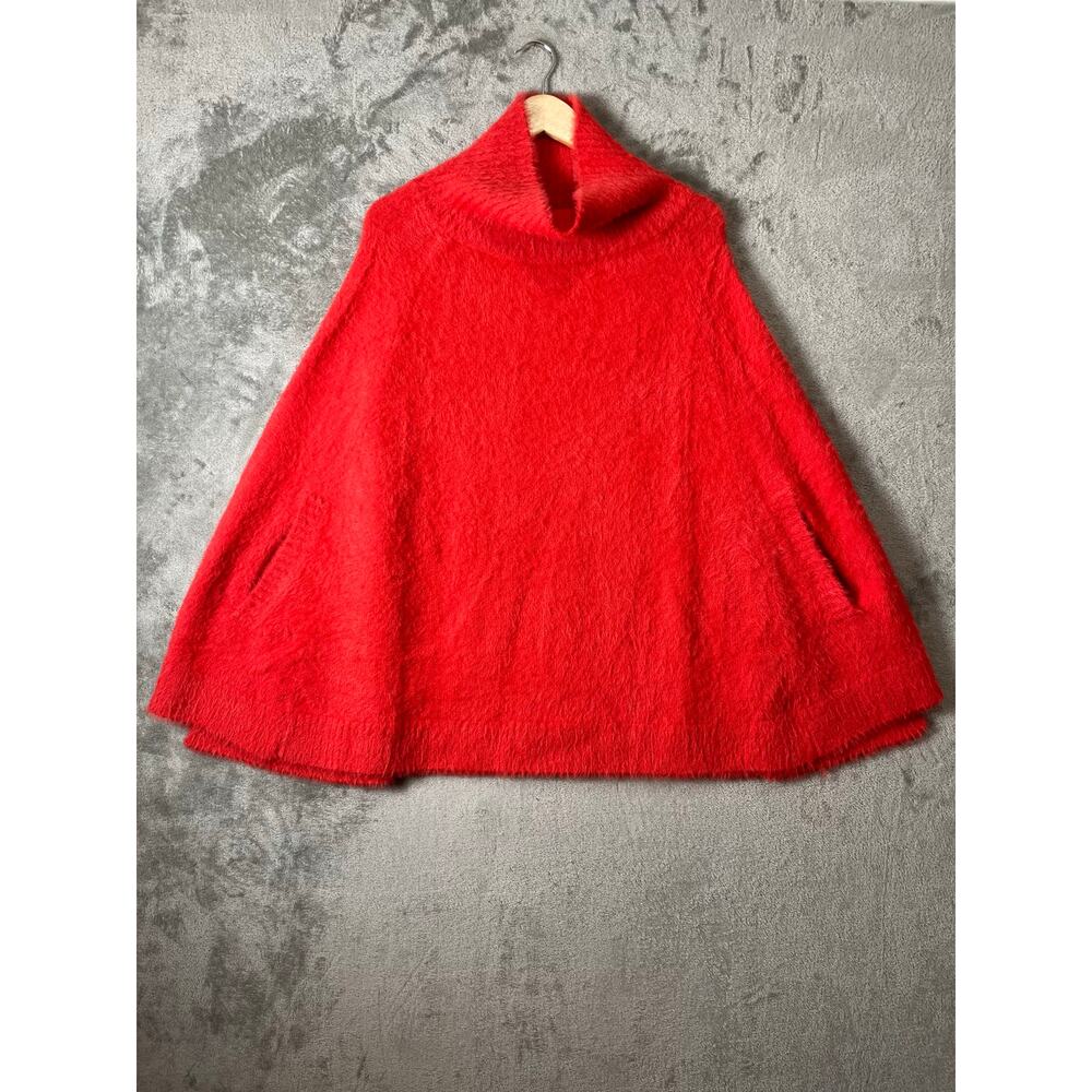 MERSEA Chalet Poncho Sweater Aperol Orange Cowl Neck Cozy Luxe Cape‎ Knit